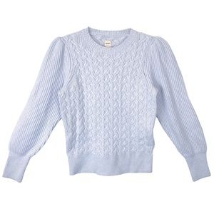 REBECCA TAYLOR La Vie lilac purple cable knit wool crewneck sweater L